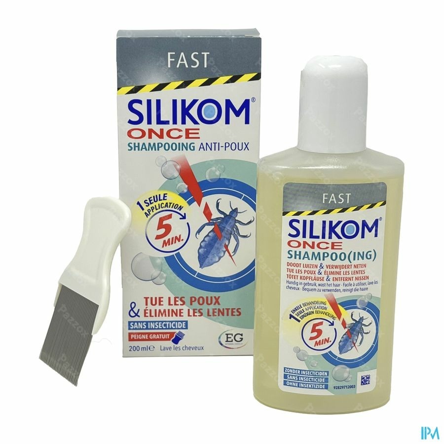 Silikom Once Shampoo Anti-Luizen en Neten Zonder Insecticiden 200ml + Kam