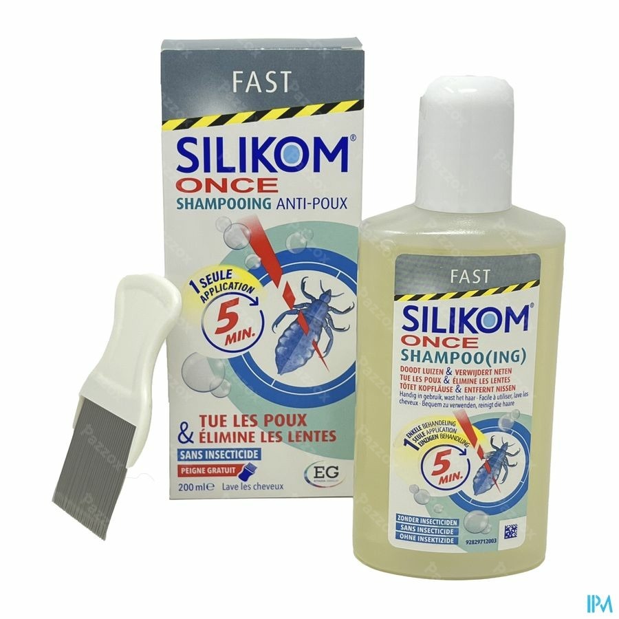 Silikom Once Shampoo Anti-Luizen en Neten Zonder Insecticiden 200ml + Kam