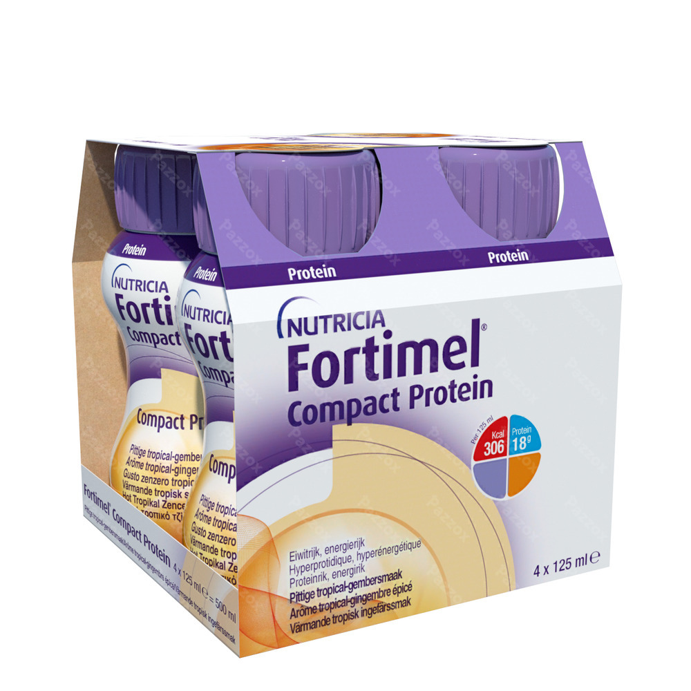 Fortimel Compact Protein Pittige Tropical-gember Flesjes 4x125 ml