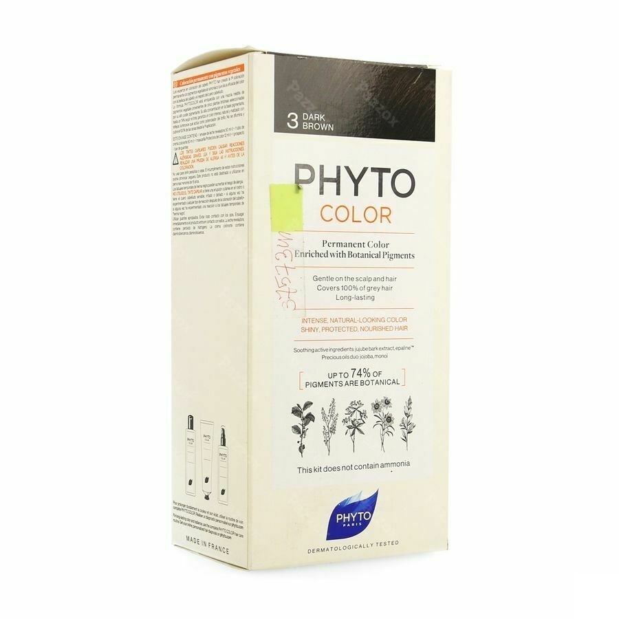 Phytocolor Permanente Haarkleuring 3 Chatain Fonce Intense en Natuurlijke Kleur