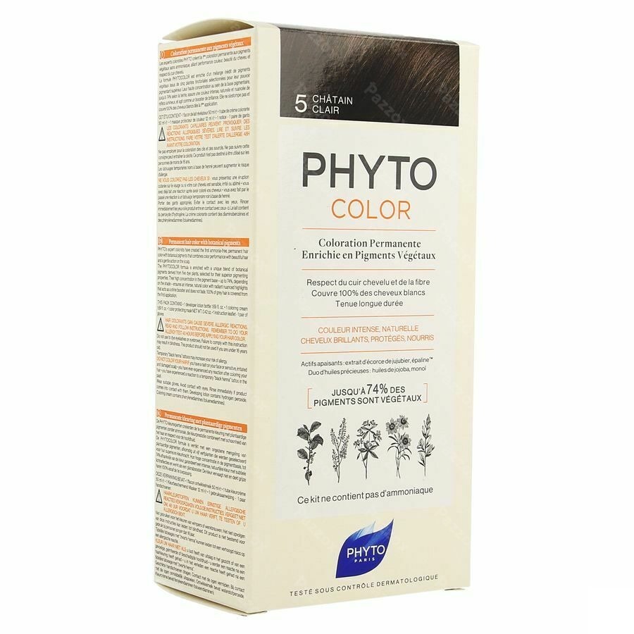 Phytocolor Permanente Haarkleuring 5 Lichtbruin Intens en Natuurlijke Kleur