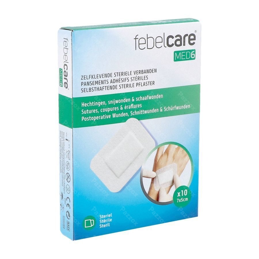 Febelcare Med6 Zelfkl. Steriele Verband.7x5cm 10st