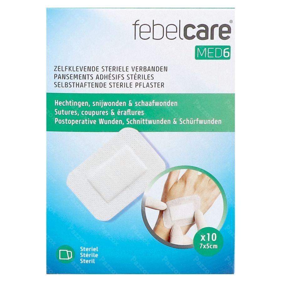 Febelcare Med6 Zelfkl. Steriele Verband.7x5cm 10st