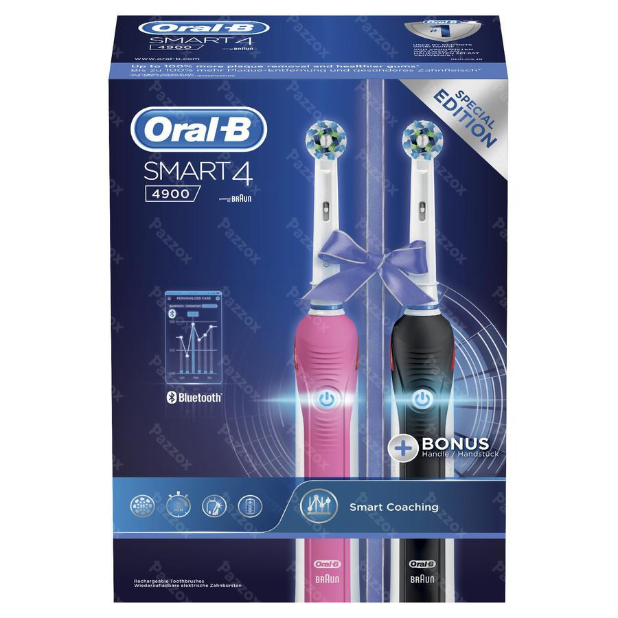 rekenkundig Verlenen Plateau Oral-B Smart 4 Electrische Tandenborstel Duo Pack Zwart kopen - Pazzox