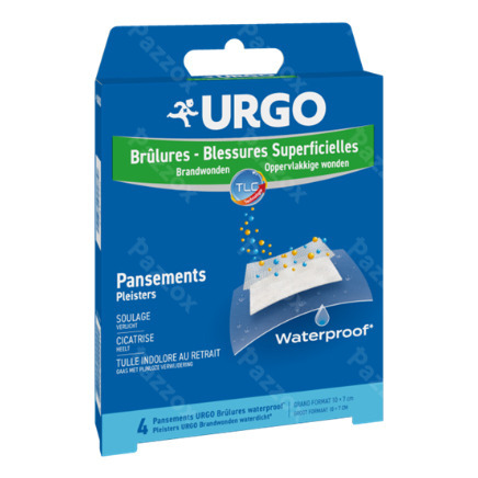 Urgo Brulures et Blessures Superficielles Waterproof Pansement 10x7cm 4 pièces