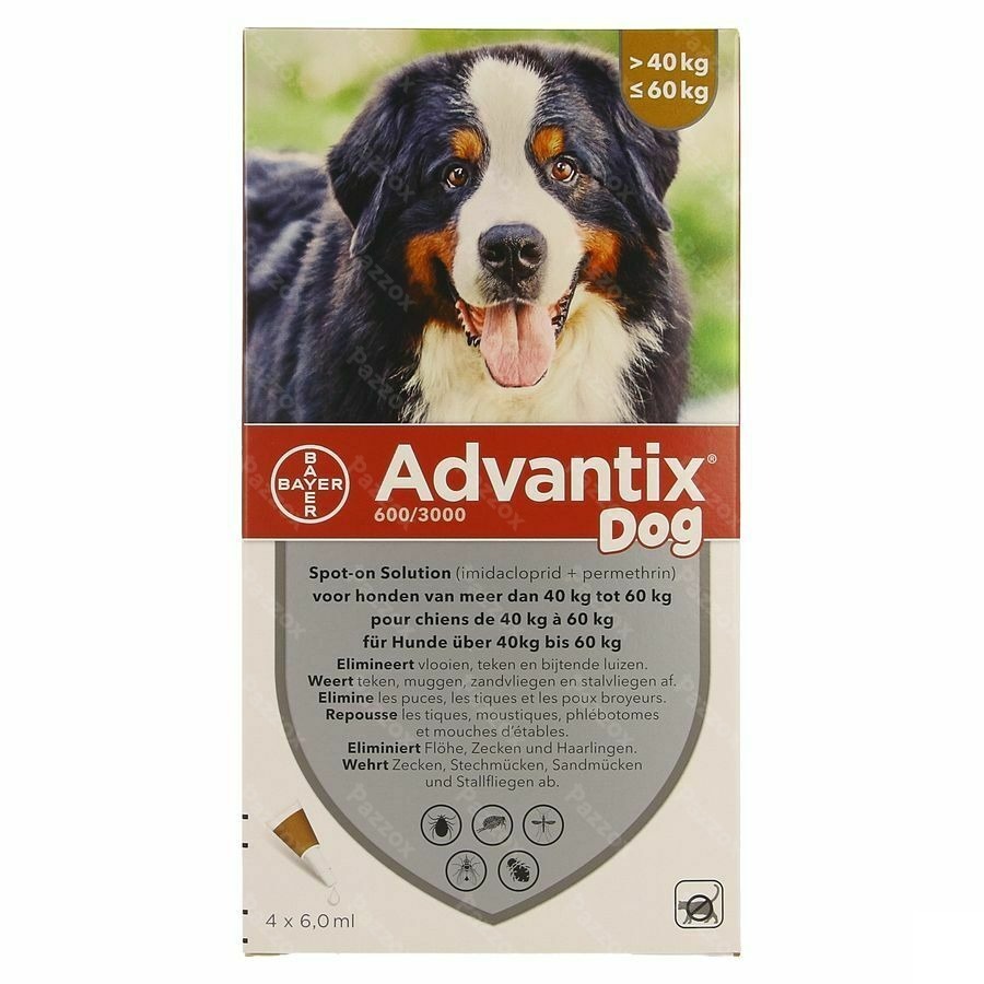 Advantix Dog Spot-on Sol Chien 40-60kg Pipet 4x6ml
