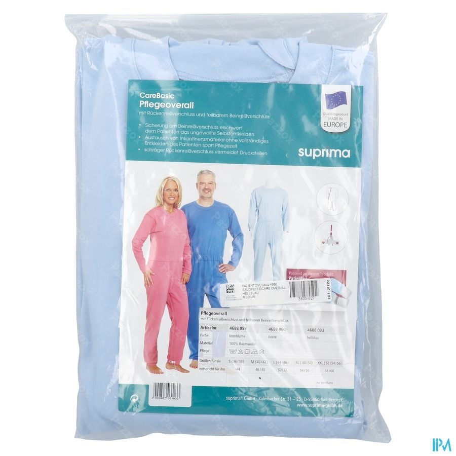 Suprima 4688 Salopette Ferm. Eclair Bleu Clair M