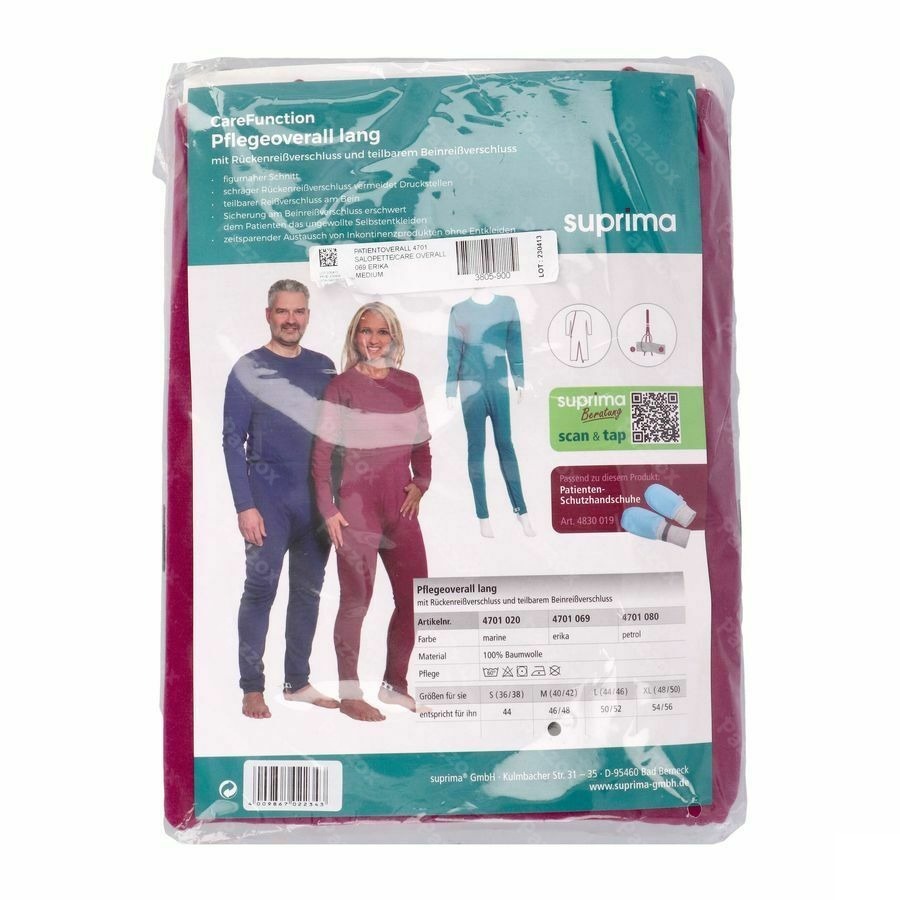Suprima 4701 Salopette Ferm. Dos+jambe Erika M