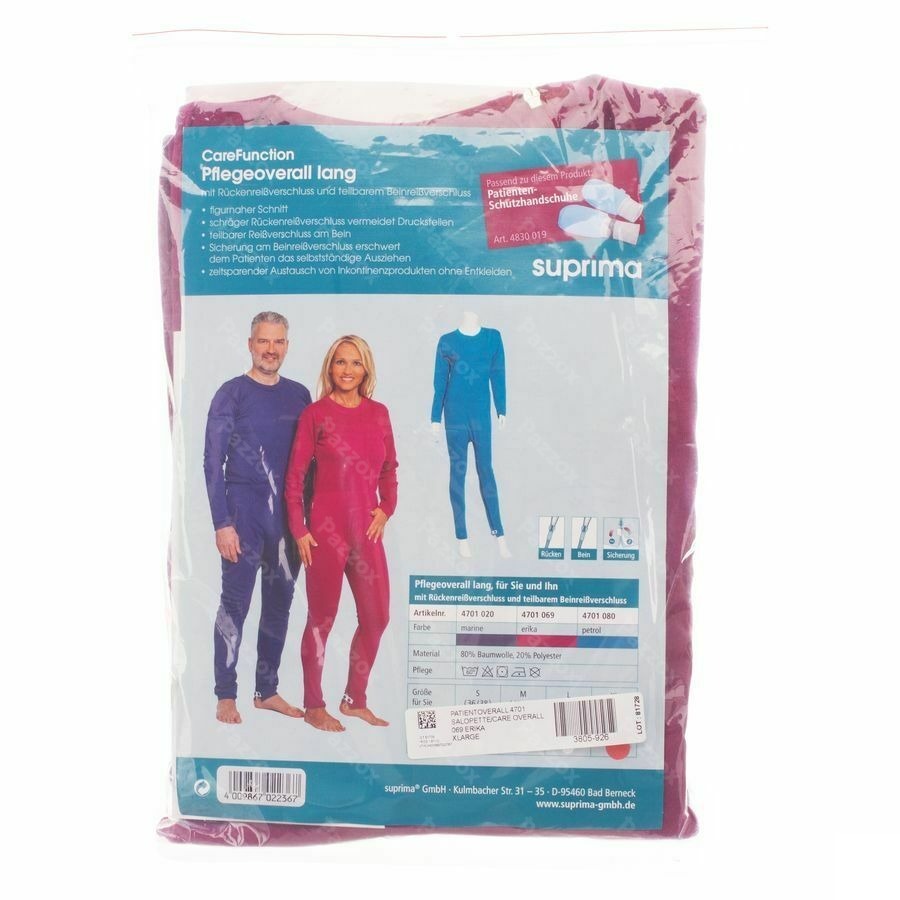 Suprima 4701 Salopette Ferm. Dos+jambe Erika Xl