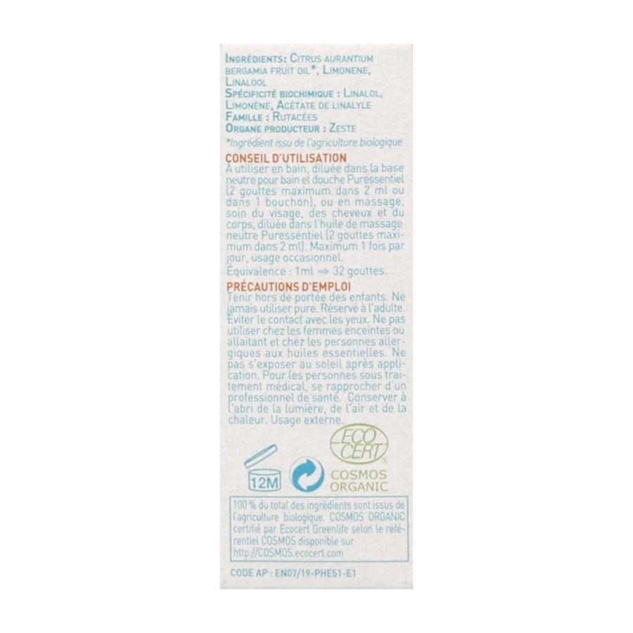 Puressentiel Eo Bergamot Z/bergapteen Bio 10ml