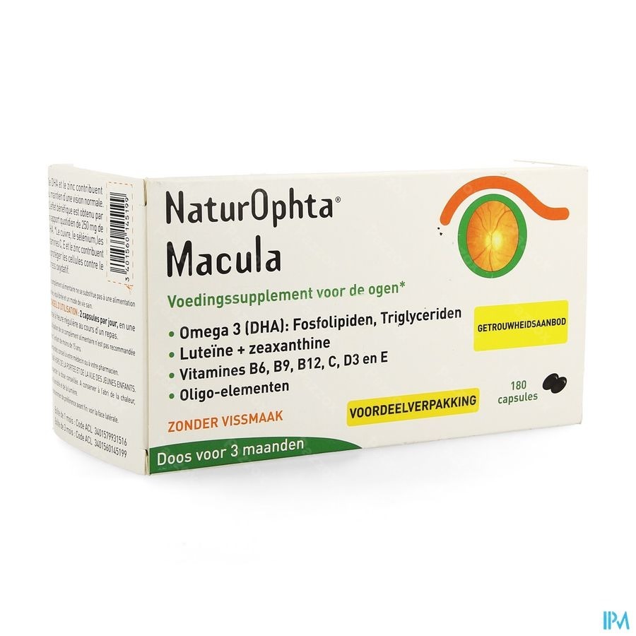 Naturophta Macula Voedingssupplement Ogen 180 Capsules