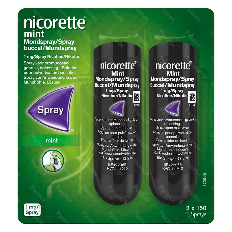 Nicorette Mint 1mg Spray Buccal S/sucre 2x150