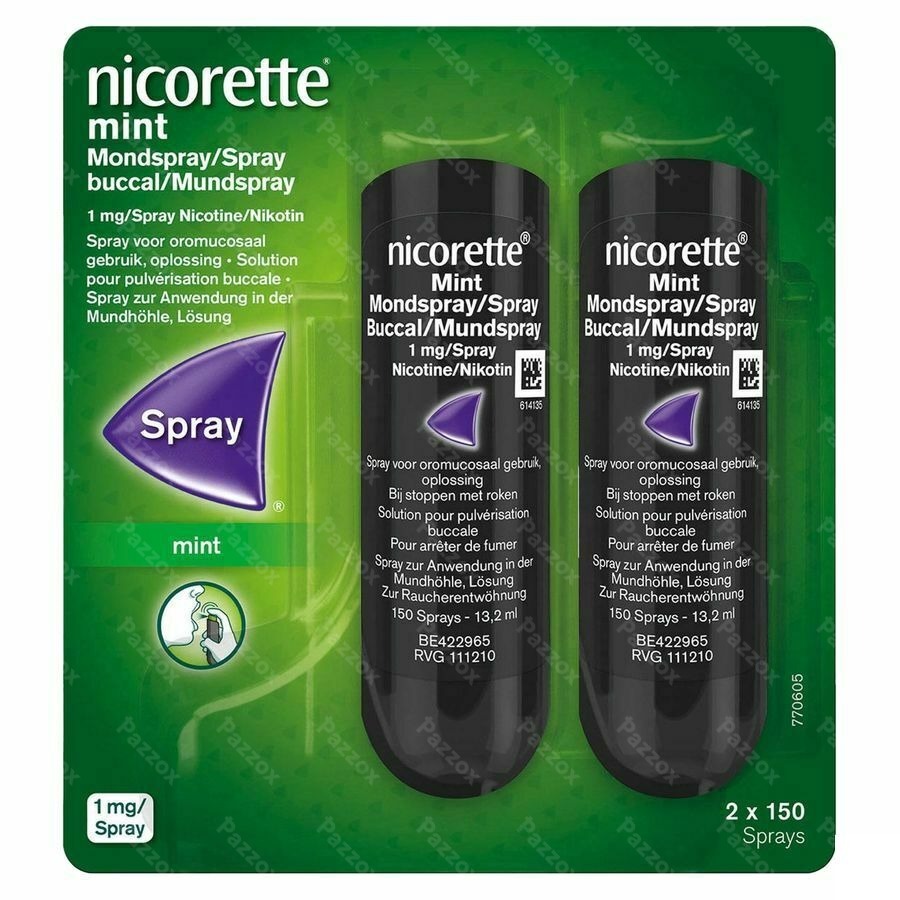 Nicorette Mint 1mg Spray Buccal S/sucre 2x150