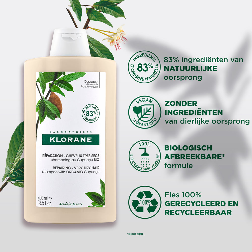 Klorane Verzorgende Shampoo Met Organische Cupuaçu Boter Extreem Droog en Beschadigd Haar 200ml