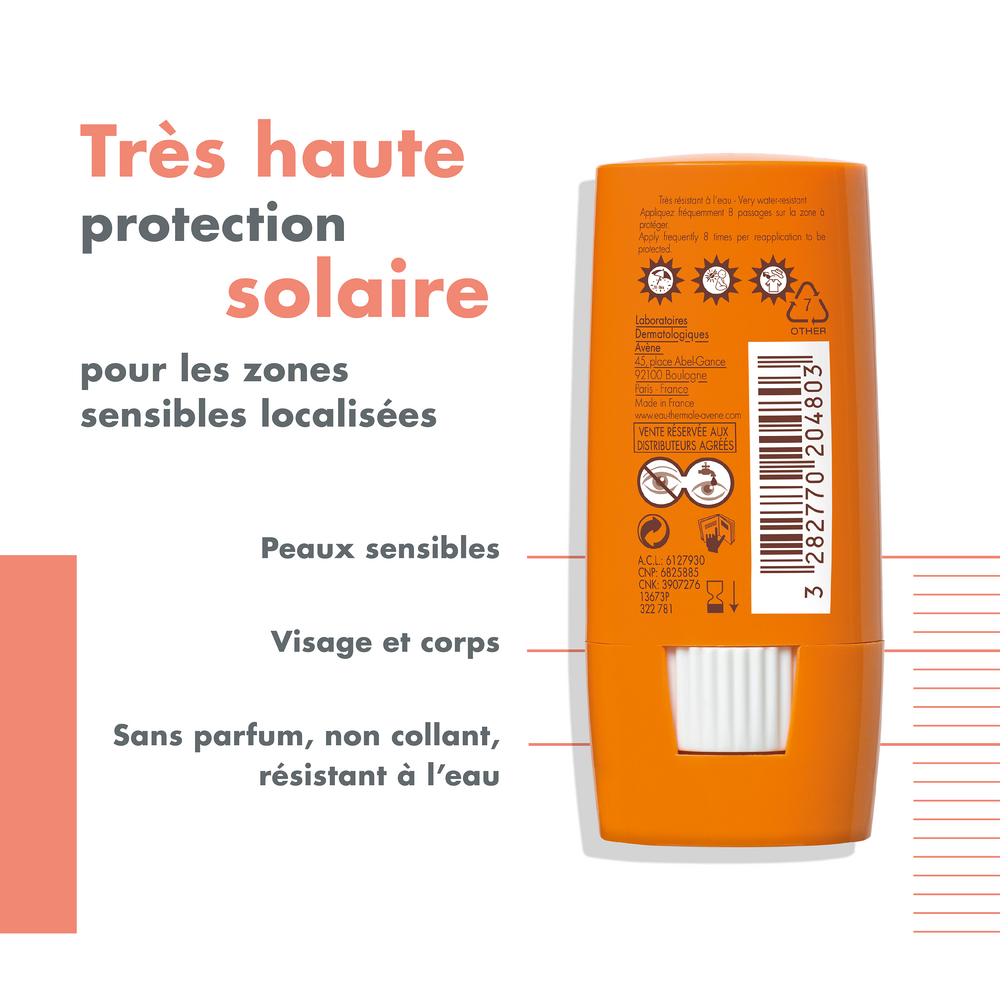 Avène Soleil Stick Zones Sensibles SPF50+ 8ml