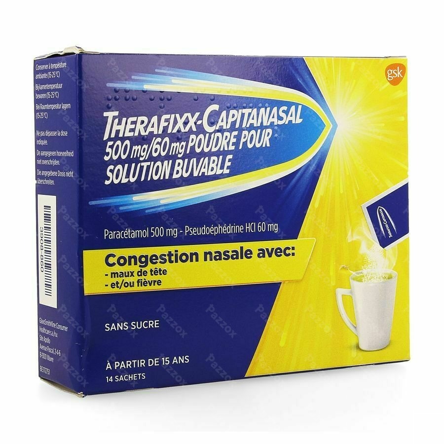 Therafixx-Capitanasal 500mg/60mg Poudre pour Solution Buvable 14 Sachets