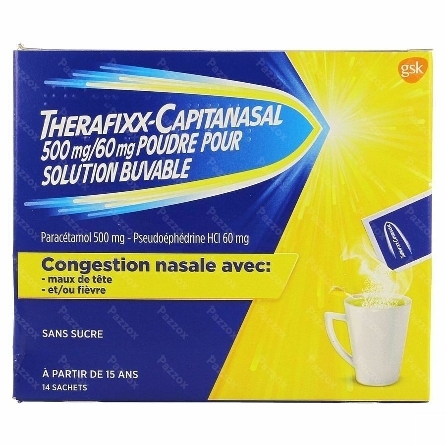 Therafixx-Capitanasal 500mg/60mg Poudre pour Solution Buvable 14 Sachets
