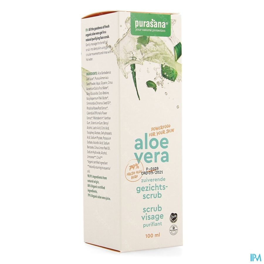 Purasana Vegan Aloe Vera Zuiv. Gezichtsscrub 100ml
