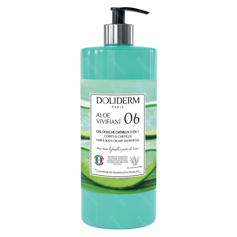 Doliderm Gel Douche 2en1 Aloe Vivifiant Flpompe 1l
