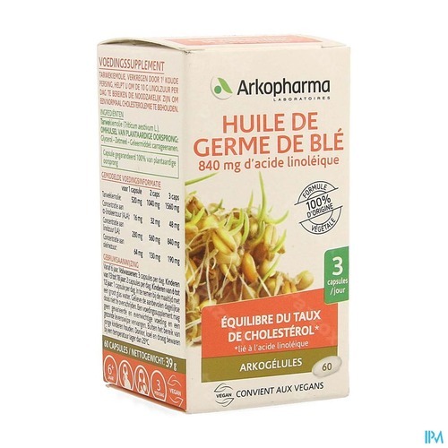 Arkogelules Huile Germes Ble Bio Caps 60 - Pazzox, pharmacie en ligne