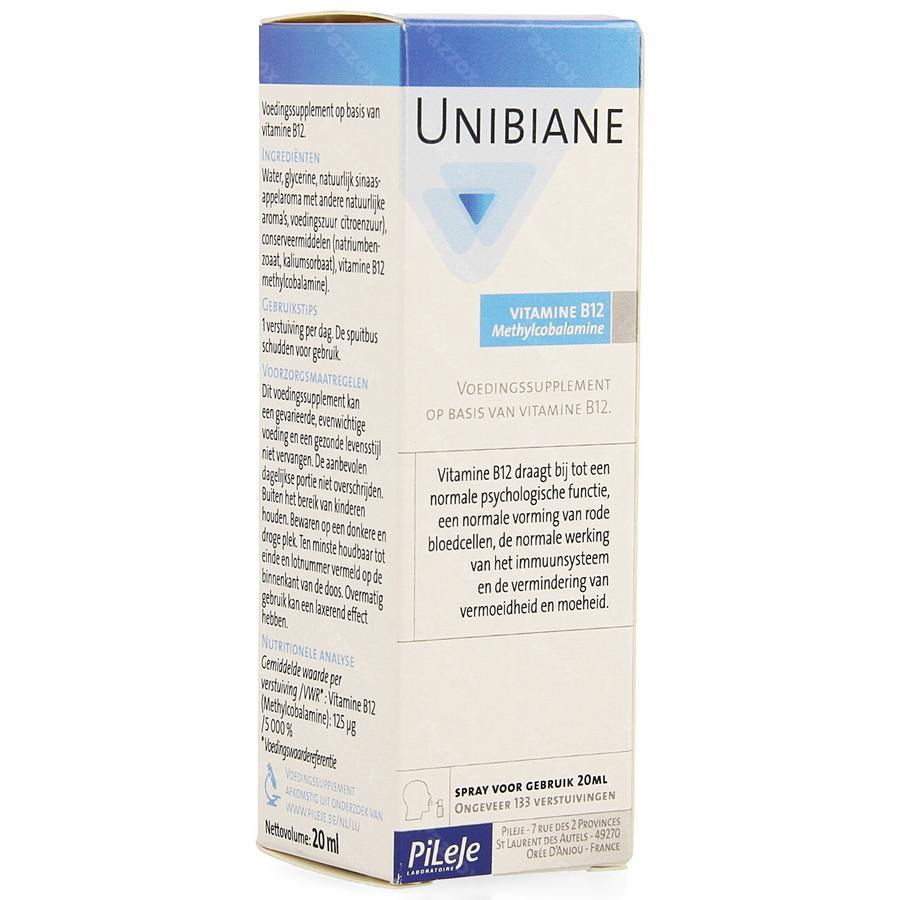 Retoucheren lawaai Onnodig Unibiane Vitamine B12 Spray 20ml kopen - Pazzox, online apotheek