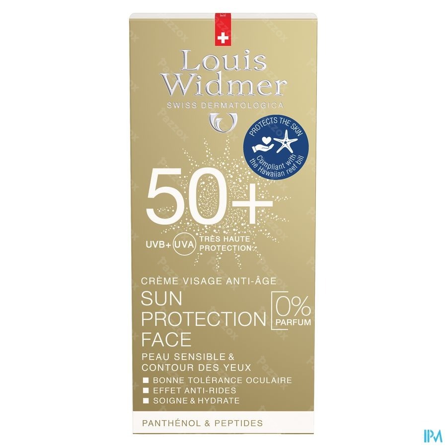 Louis Widmer Zonnebescherming Gezicht SPF50+ Zonder Parfum Tube 50ml