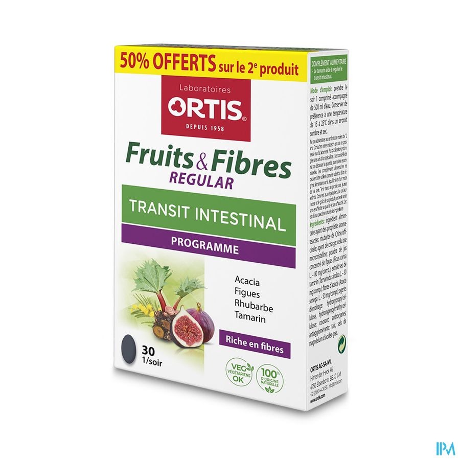 Ortis Fruits et Fibres 2x30 comprimés 2ième -50%