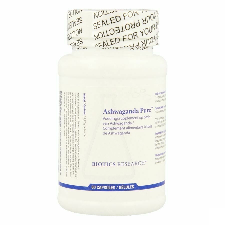 Ashwagandha Pure Voedingssupplement Adaptogene Werking Bij Stress En Angst 60 Capsules