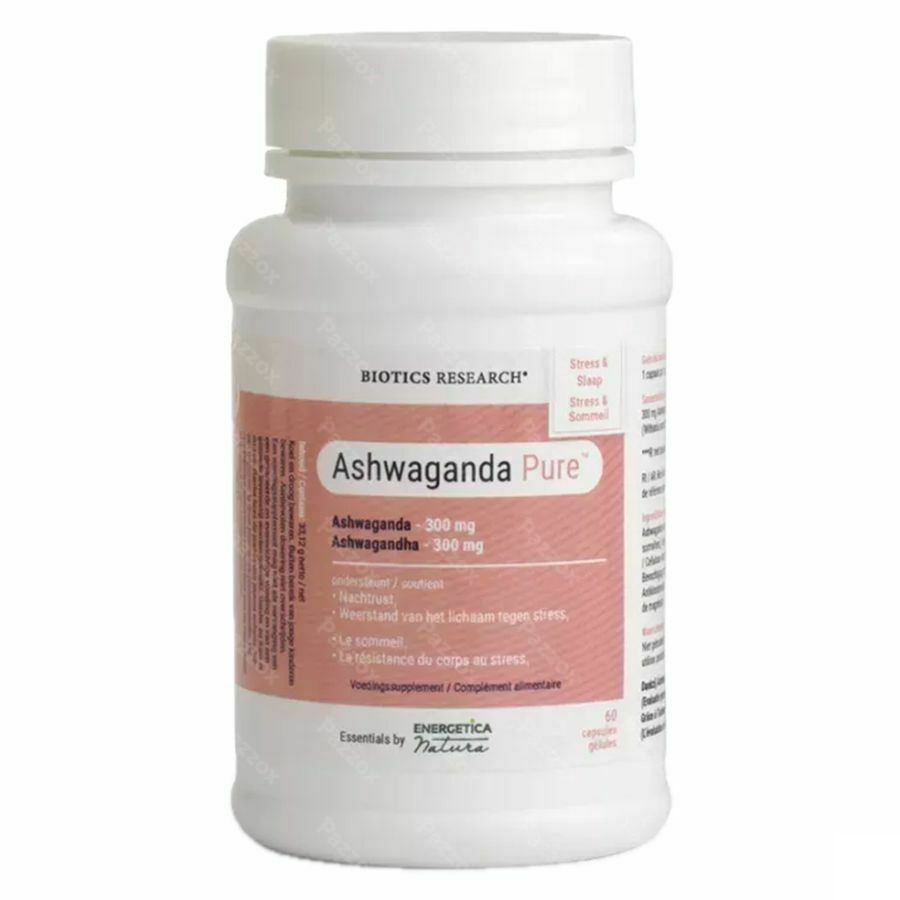 Ashwagandha Pure Voedingssupplement Adaptogene Werking Bij Stress En Angst 60 Capsules