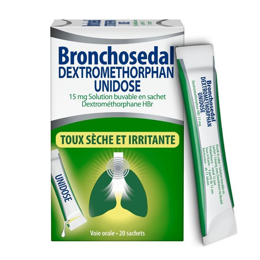 Bronchosedal® Dextromethorphan Unidose 15 Mg Solution Buvable En Sachet