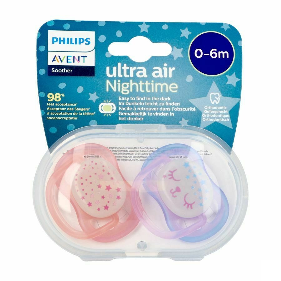 Philips Avent Fopspeen Air Night Girls 2 Stuks +0m