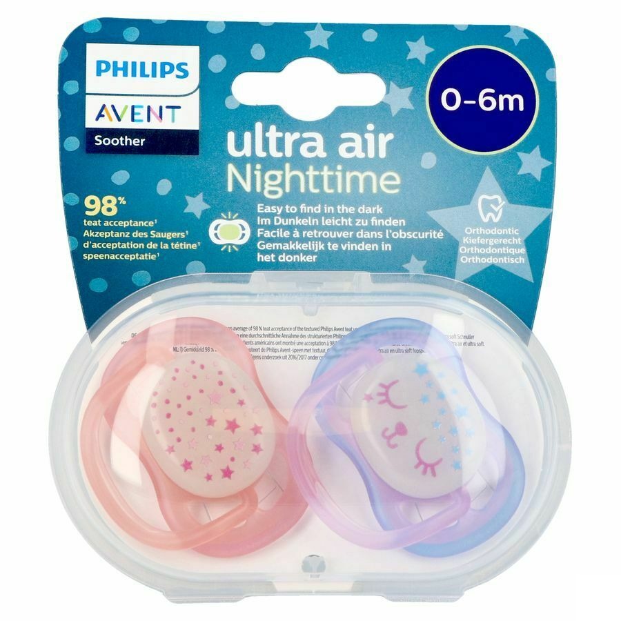 Philips Avent Fopspeen Air Night Girls 2 Stuks +0m