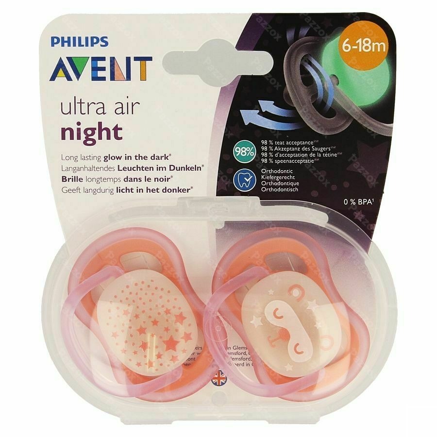 Philips Avent Sucette Air Night Girls 2 Pi&egrave;ce(s) +6m 
