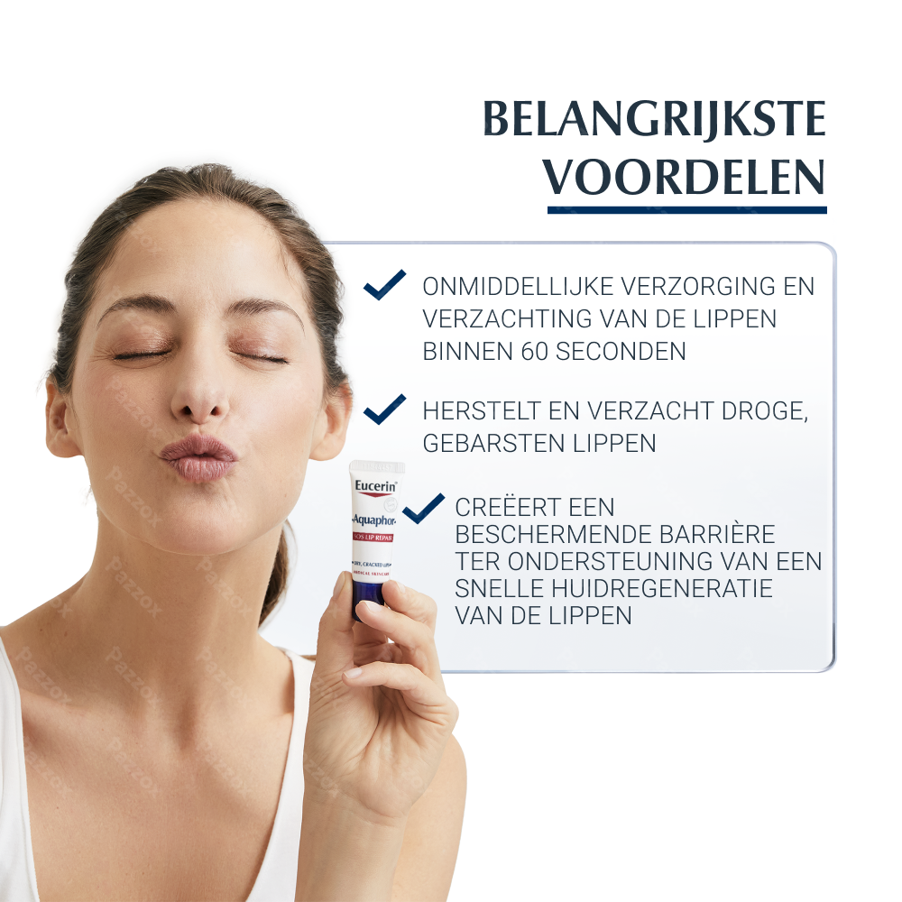 Eucerin Aquaphor SOS Lip Herstel Droge en Gebarsten Lippen 10ml