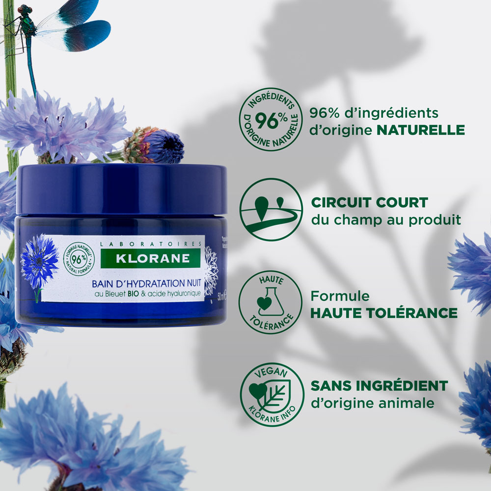 Klorane Visage Bleuet Bain Hydra Nuit 50ml