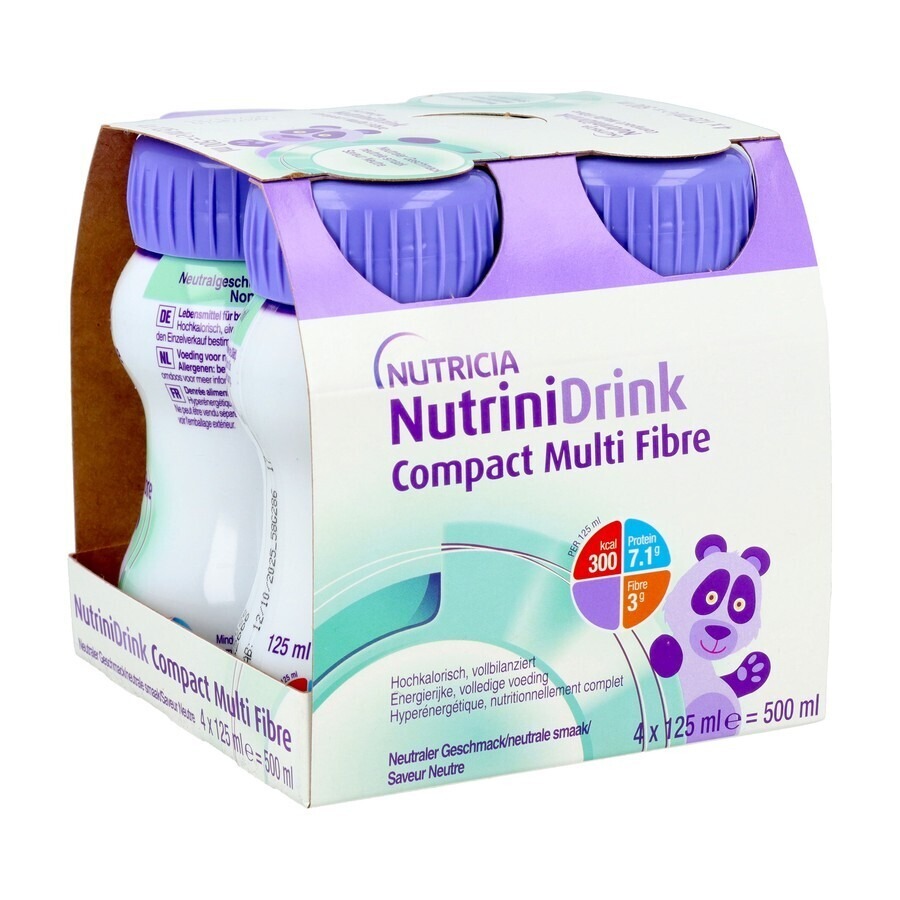 NutriniDrink Compact Multi Fibre Goût Neutre Bouteilles 4x125ml