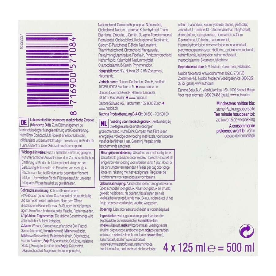 NutriniDrink Compact Multi Fibre Neutrale Smaak 4x125ml