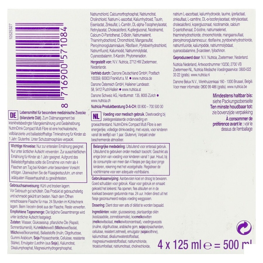 NutriniDrink Compact Multi Fibre Neutrale Smaak 4x125ml