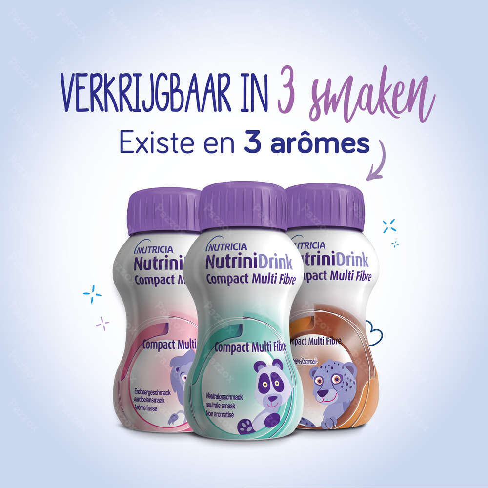 NutriniDrink Compact Multi Fibre Aardbeiensmaak 4x125ml