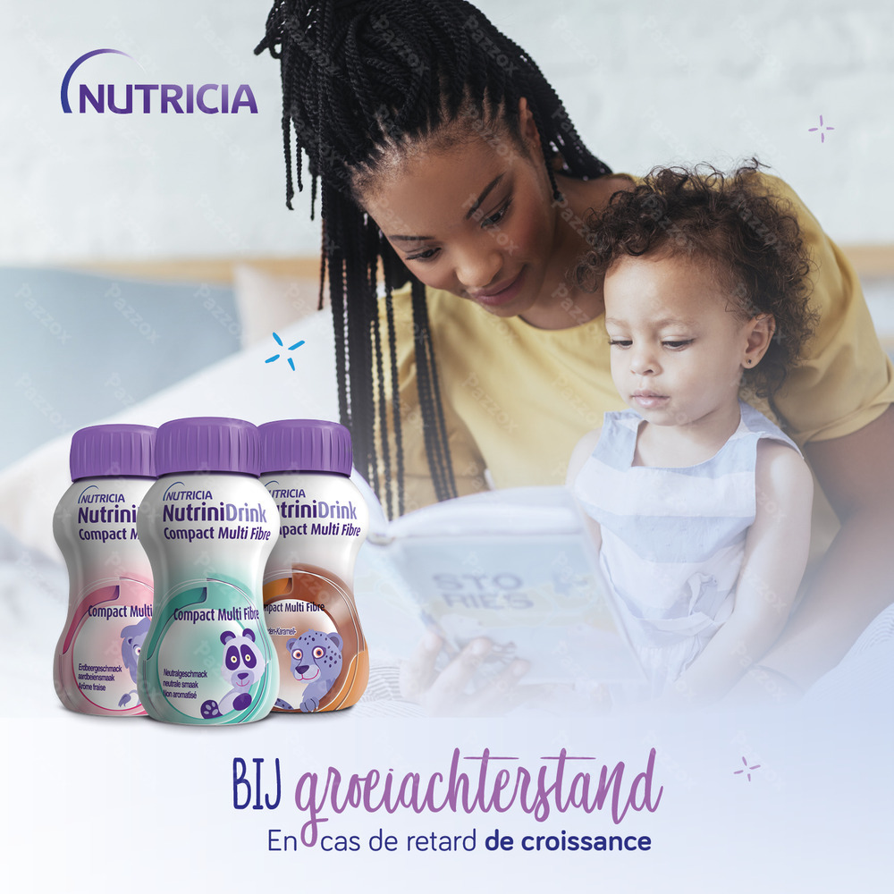 NutriniDrink Compact Multi Fibre Aardbeiensmaak 4x125ml