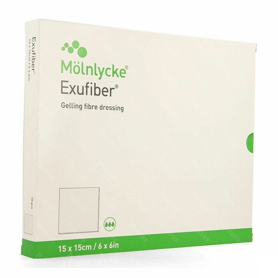 Exufiber Gelling Fibre Dressing Ster 15 X 15cm 10