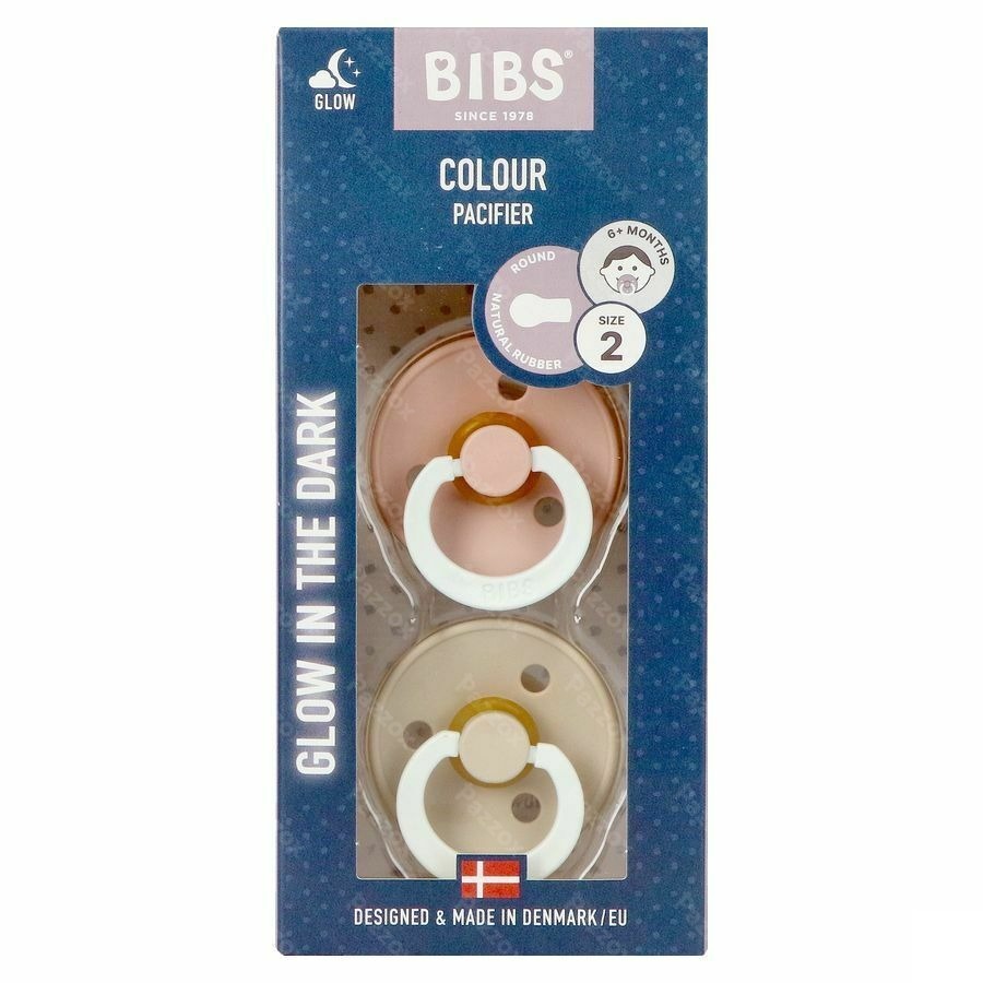 Bibs 2 Fopspeen Duo Glow In Dark Vanilla/blush