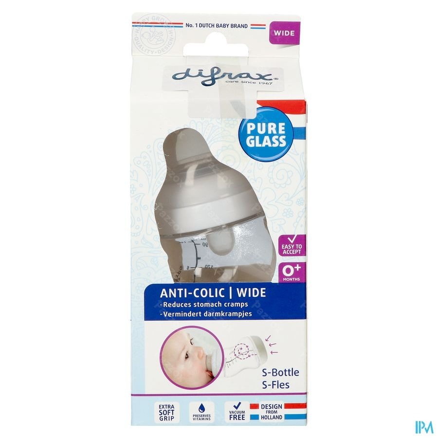 Difrax Biberon-s Wide Verre 200ml