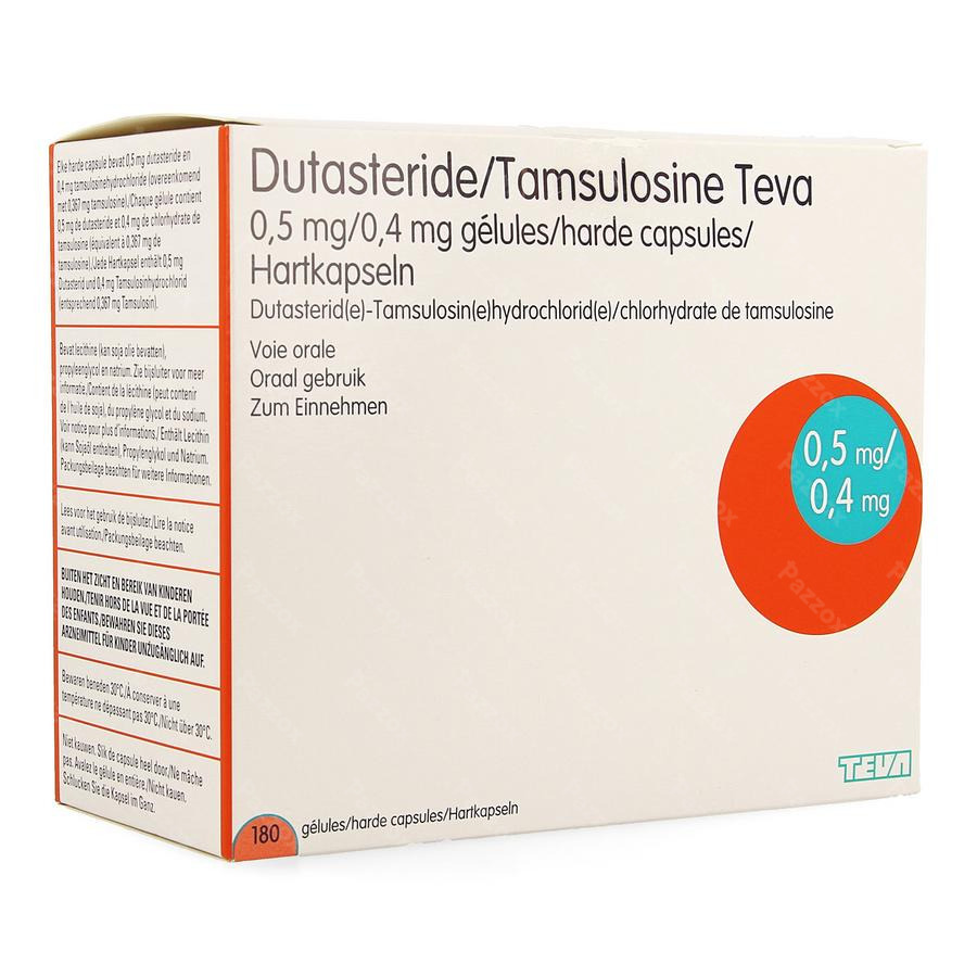 Dutasteride Tamsulosine Teva 0,5mg/0,4mg Caps 180