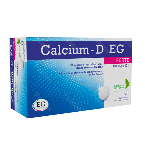 Calcium-d Eg Forte 1000mg/800ie Munt Kauwtabl 90