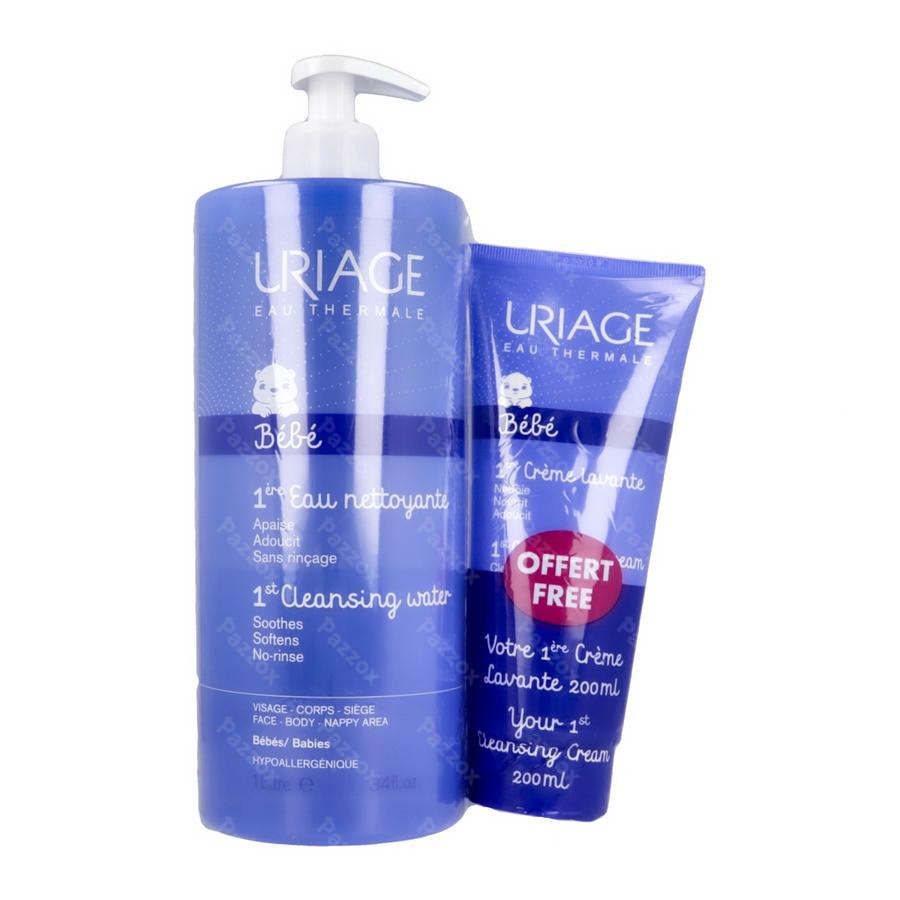 Uriage Bébé 1ère Eau Nettoyante 1 L + 1ère Crème Lavante 200 ml Offerte