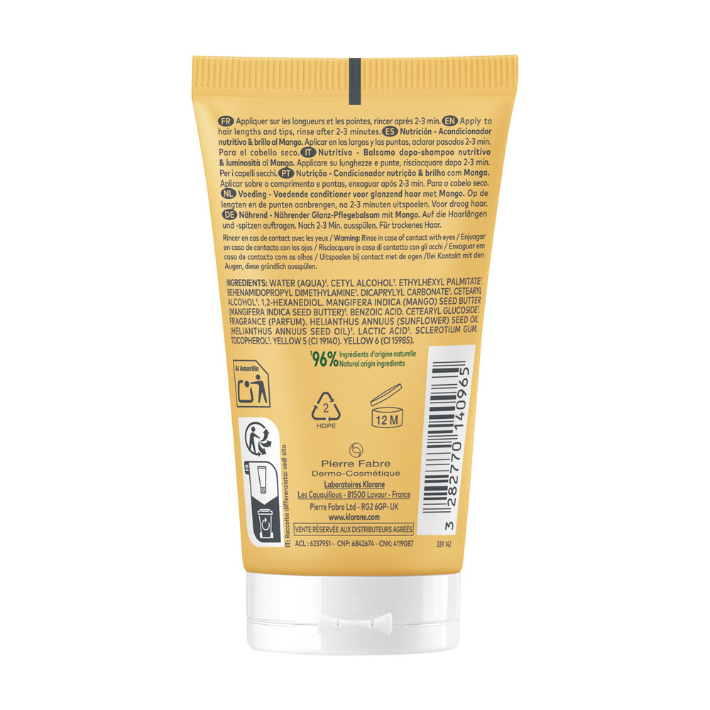 Klorane Mangue Après-shampooing Nutrition, Nourrissant & éclat, Cheveux secs 50ml