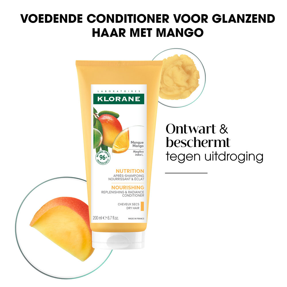 Klorane  Mango Voedende Conditioner, Voedt & geeft glans, Droog haar 50ml
