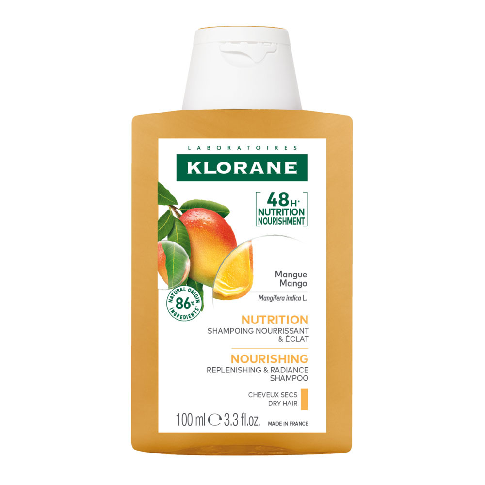 Klorane Mangue Shampooing Nutrition, Nourrissant & éclat, Cheveux secs 100ml