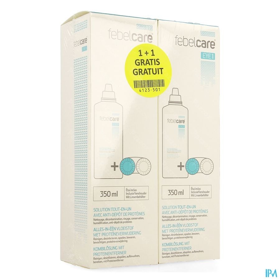Febelcare Eye 1 Vloeist.contactlens 350ml 1+1grat.